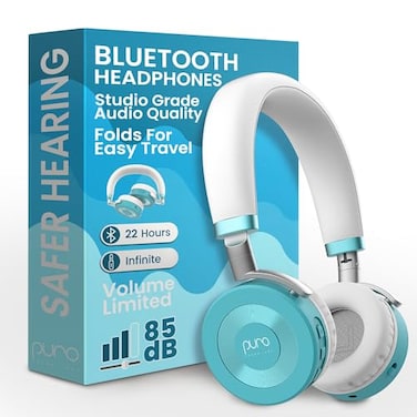Puro Sound Labs JuniorJam Plus VolumeLimiting Wireless Bluetooth Headphones for Kids Secure Audio with Adjustable OnEar Design 22Hour Battery Life Ideal for Tablets Smartphones PCs Teal