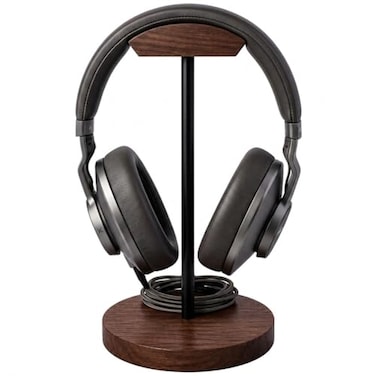 Bliocefo Headphone Holder Stand for Desk Wood and Metal Headset Hanger Mount Hook Gaming Holder Desktop Earphone Artful Functional Craftsmanship Stand for All Headsets with Solid Wooden Base