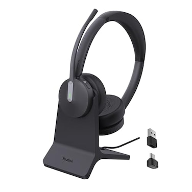 Yealink BH70 Dual Wireless Headset with Mic for Work Bluetooth Headphone with Teams Certification up to 35h Talk Time 147g AllDay Wearing Comfort Include USBCA Dongle BHC70 Charging Stand