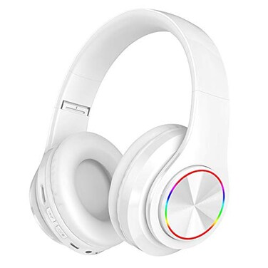iChenovo Wireless Bluetooth HeadphonesColorful LED Lights Comfort Over Ear Foldable Headset with Builtin MicrophoneFMSD Card SlotWired for SchoolTablet ComputerPCTVCellphonesTravel