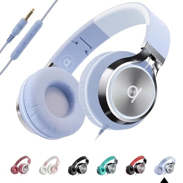 ARTIX CL750 Wired Headphones with Mic Noise Isolating OnEar Headphones for Computer and Laptop Wired Plug in Corded Headphone with Wire Foldable Aux Jack 35mm