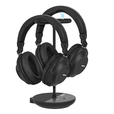 SIMOLIO 737D Plus Wireless Headphones for TV Watching ByPass to Soundbar Cinema Clear Dialog Modes Volume Boosted Dual Headphones Bluetooth for Seniors No Delay TV Bluetooth Mode 164FT50M
