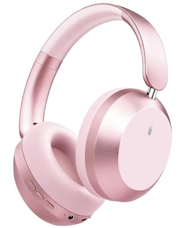 Wentronic Y05 Bluetooth Headphones Wireless Over Ear with Microphone 48 Hours Playtime High Sound Quality Foldable Soft Earpads Earphones for Travel Pink