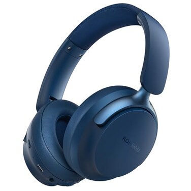 RORSOU B8 Bluetooth Headphones Over Ear 6 EQ Music Modes and 50H Playtime Deep Bass Wireless Headphones with Mic Lightweight Folding HiFi Stereo Headset for iPadTravelTabletPCHome Blue