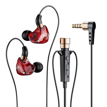 FEDAI KT02 Wired Headphone3Meter Long Noise Cancelling Earphones with Mic Dynamic HDMore Convenient and Comfortable Headsets for Live Singing RecordingKaraoke Live Video StreamingRed 3M