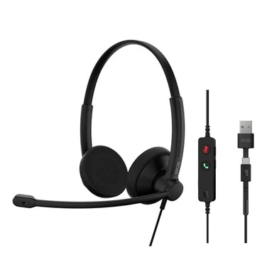 EPOS Impact 100 UC Stereo USBCA Headset with Microphone Universal Communications NoiseCancelling Mic Lightweight Call Control USB Adapter Soft Earpads Professional Business Use
