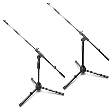 AXA AXCESSABLES AxcessAbles LowProfile Microphone Tripod Stand with Boom Arm Adjustable Height Short Floor Mic Stand with Boom Kick Drum Mike Stands Guitar Amp Stands 2Pack