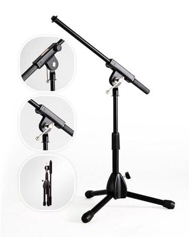 Stage Rocker Foldable Tripod LowProfile Mic Boom Stand Height Extending from 96 to 169 wAdjustable Telescoping Arm Up to 9 LightweightConvenient Black Powered by HamiltonSR610121B