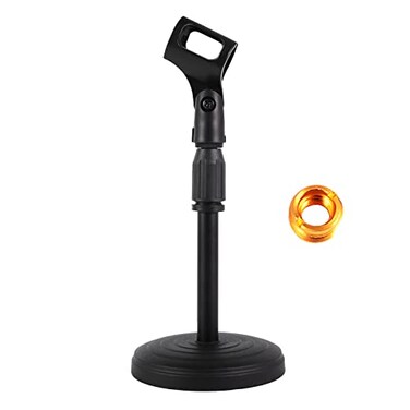 Poocar Desktop Microphone StandHeavy Duty Table Desk Microphone Stand with NonSlip Metal Base 38 and 58 Adapter Adjustable Height for Blue Yeti Snowball Spark Other Microphone