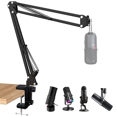 SUNMON SoloCast Boom Arm Mic Stand Adjustable Suspension Boom Scissor Arm Stand Compatible with HyperX SoloCast 2 1 Gaming Microphone by
