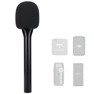 SUNMON Handheld Wireless Mic Stand for DJI Mic Holder for Rode GO 2 Microphone Interview Handheld for DJI Mic 2 Rode Wireless Pro Synco G1A2 Movo and More