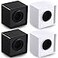 Landhoow 4 Pcs Mic Flags Square Cube Microphone Flags Station Portable Custom Interview Mic Station with Foam Microphone Accessories for Interview Reporter Host Halloween CosplayWhite Black