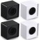 Landhoow 4 Pcs Mic Flags Square Cube Microphone Flags Station Portable Custom Interview Mic Station with Foam Microphone Accessories for Interview Reporter Host Halloween CosplayWhite Black
