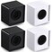 Landhoow 4 Pcs Mic Flags Square Cube Microphone Flags Station Portable Custom Interview Mic Station with Foam Microphone Accessories for Interview Reporter Host Halloween CosplayWhite Black