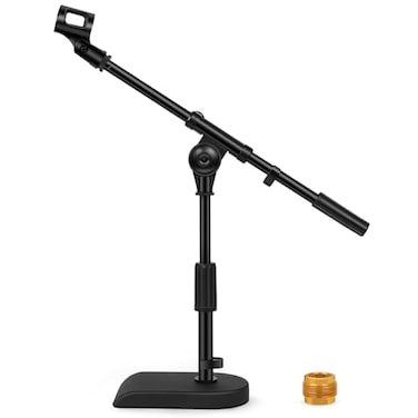 InnoGear Adjustable Desk Microphone Stand Weighted Base with Soft Grip Twist Clutch Boom Arm 38 and 58 Threaded Mounts for Blue Yeti and Blue Snowball Kick Drums Guitar Amps Black