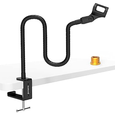 ZealSound Microphone Stand Gooseneck 19 Flexible ClampOn Desktop Mic Stand with 360 Adjustable Arm 38 to 58 Adapter HeavyDuty Desk Mount for Podcasting Streaming Podium Public Speaking