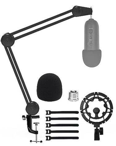 Boseen Microphone Boom Arm Stand for Blue Yeti with Shock Mount Foam Cover Heavy Duty Boom Scissor Arm Stand for Blue Yeti Broadcasting and Recording