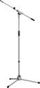 KM KM Konig Meyer 2108050087 Tripod Microphone Stand wExtendable Boom Arm Clutch Height Adjustment SoftTouch Lock Folding Leg Design Zinc DieCast Base German Made Gray Powder Coated