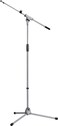 KM KM Konig Meyer 2108050087 Tripod Microphone Stand wExtendable Boom Arm Clutch Height Adjustment SoftTouch Lock Folding Leg Design Zinc DieCast Base German Made Gray Powder Coated