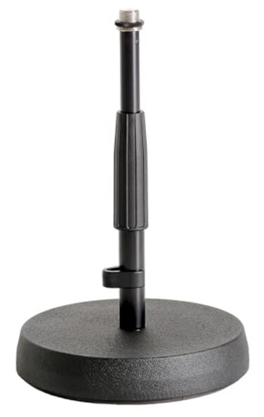 KM KM Knig Meyer 2332550055 Table Floor Microphone Stand Adjustable Height Sound Absorbing CastIron Round Base Standard 58 Thread For Microphone Amps Percussion German Made Black