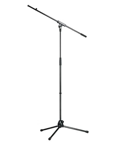 KM KM Knig Meyer 2107050055 Tripod Microphone Stand with Fixed Length Boom Arm Professional Grade for All Musicians Heavy Duty Folding Leg Base German Made Black