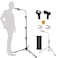 Raking Mic Stand Boom Microphone Stands Tripod Gooseneck Microphone Stand Height Adjustable from 24 to 67 with 2 Mic Clips for Singing Stage Performance Party Mic Mount