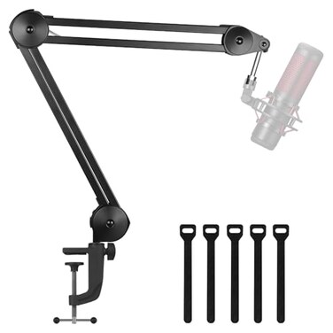InnoGear Microphone Arm Stand Heavy Duty Mic Arm Microphone Stand Suspension Scissor Boom Stands with Mic Clip and Cable Ties for Blue Yeti Snowball Hyper X QuadCast SoloCast Fifine Gaming Medium