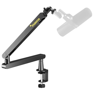 MAONO Microphone Boom Arm Low Profile Mic Arm with Cable Management Channels Desk Mount Clamp Fully Adjustable Heavy Duty Mic Stand for Podcast Studio Streaming BA92 Black