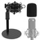 Frgyee Upgraded AT2020 Desktop Mic Stand Adjustable Mic Stand Desk with Shock Mount and Foam Windscreen for Audio Technica AT2020 AT2020USB AT2035 ATR2500 Condenser Mic