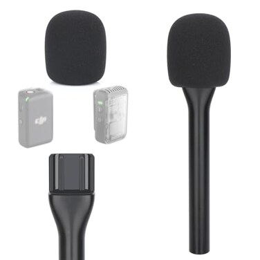 YOUSHARES YOUSAHRES Interview Microphone Handheld Adaptor for DJI Mic 12 Mic Holder Stand Lavalier Interview Mic for DJI Wireless Microphone