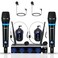 ZERFUN 4 Channel Rechargeable Wireless Microphone System Pro UHF Metal Handheld Headset Lavalier Lapel Cordless Mics for Karaoke Singing Church with VOL Control 4x50 Adjustable FrequencyG8
