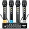 ZERFUN Pro Wireless Microphone System 4 Channel UHF Metal Cordless Handheld Mics with Echo Bluetooth for Church Karaoke Singing 4x50 Adjustable FrequencyMU898 Battery 4 Handheld