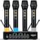 ZERFUN Pro Wireless Microphone System 4 Channel UHF Metal Cordless Handheld Mics with Echo Bluetooth for Church Karaoke Singing 4x50 Adjustable FrequencyMU898 Battery 4 Handheld