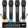 ZERFUN Pro Wireless Microphone System 4 Channel UHF Metal Cordless Handheld Mics with Echo Bluetooth for Church Karaoke Singing 4x50 Adjustable FrequencyMU898 Battery 4 Handheld