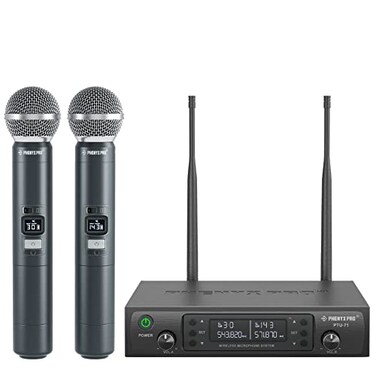 Phenyx Pro Wireless Microphone System Dual Wireless Micsw 2 Handhelds Auto Scan2x100 UHF Frequencies328ft RangeDynamic Microphone for Singing Karaoke ChurchPTU712H