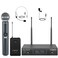 Phenyx Pro Wireless Microphone System Dual Channel 100 UHF Metal Receiver 328ft Range Auto Scan Cordless Handheld Bodypack Lapel Mic Combo for Karaoke Church Speech PTU711H1B