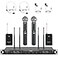 Phenyx Pro 4Channel Wireless Microphone System wAuto Scan 4x40 UHF Frequencies 2 Handheld Dynamic Mics 2 Bodypacks HeadsetsLapel Microphones for Singing DJ Church PTU70002H2B