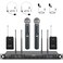 Phenyx Pro 4Channel Wireless Microphone System wAuto Scan 4x40 UHF Frequencies 2 Handheld Dynamic Mics 2 Bodypacks HeadsetsLapel Microphones for Singing DJ Church PTU70002H2B