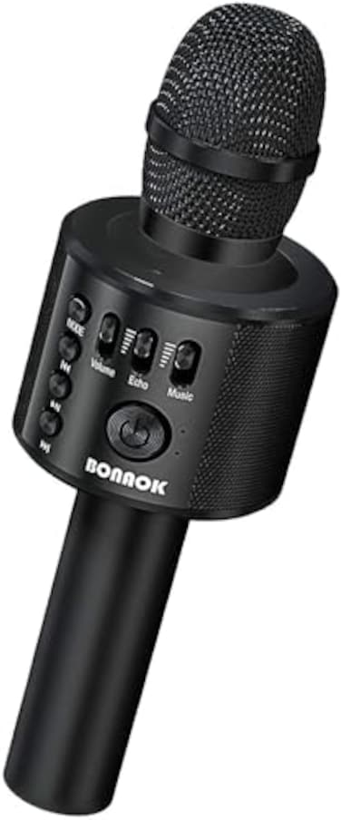 BONAOK Wireless Bluetooth Karaoke Microphone3in1 Portable Handheld Karaoke Mic Speaker Machine Home Party Birthday for All Smartphones Q37 Black