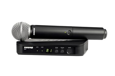 Shure BLX24SM58 Wireless Microphone System 14Hour Battery Life 300 ft Range UHF Includes SM58 Handheld Vocal Mic Single Channel Receiver H9 Band BLX24SM58H9