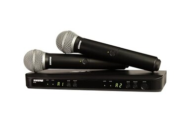 Shure BLX288PG58 DualChannel Wireless Audio System H9 Band 512542 MHz BLX88 Receiver 2 BLX2 Transmitters with PG58 Dynamic Mic Up to 14 Hr Battery 300 ft Range
