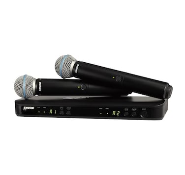 Shure BLX288B58 DualChannel Wireless Audio System H10 Band 542572 MHz BLX88 Receiver 2 BLX2 Transmitters with Beta 58A Mic Up to 14 Hr Battery 300 ft Range