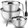 Marsheepy Stainless Steel Mixing Bowls With Handle And Pour Spout3 Pieces Of Thick Stainless Steel Nesting Storage Bowls With Silicone Spatula for Kitchen UseSize 111823 Quart