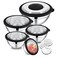 E-far Efar Mixing Bowls Set of 5 Stainless Steel Salad Mixing Bowl with Transparent Lid Metal Nesting Bowl Attach with 3 Graters for Kitchen PreppingServingBakingStorage 462615107 QT Black