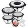 E-far Efar Mixing Bowls Set of 5 Stainless Steel Salad Mixing Bowl with Transparent Lid Metal Nesting Bowl Attach with 3 Graters for Kitchen PreppingServingBakingStorage 462615107 QT Black
