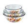 STP GOODS Enamel Bowl Set of 3 pcs Enamel Serving Bowls Enameled Steel Mixing Bowls for Cooking Prepping Kitchen Fruit Salad Bowl Dishwasher Safe Spring Bouquet