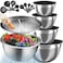Nicdiet Mixing Bowls with Lids Set 16PCS Stainless Steel Mixing BowlsNesting Storage Bowls for Kitchen with Mixing Bowl Colander Strainer Grater Metal Salad Bowl for Kitchen Gadgets Black