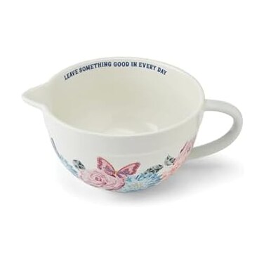 Dolly Parton Ceramic Batter Bowl Mosaic Design with Inspirational Quote Capacity Spout and Handle Dishwasher Safe 25 Quart