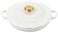 Le Creuset Enameled Cast Iron Signature Petal Braiser 225 qt White wGold Knob