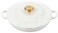 Le Creuset Enameled Cast Iron Signature Petal Braiser 225 qt White wGold Knob